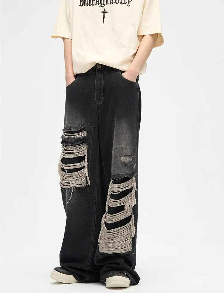 Ripped Streetwear Loose Fit Denim Jeans