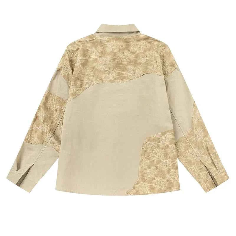 Retro Insulated Patchwork Casual Long Sleeve Shirt