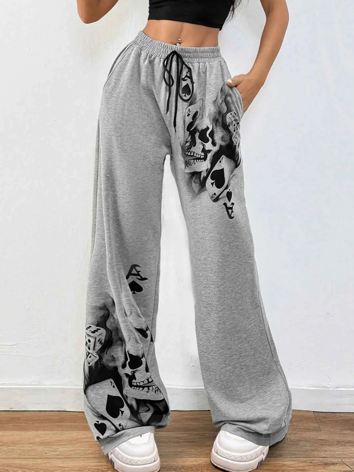 Dark Gothic Drawstring Loose Straight SweatPants