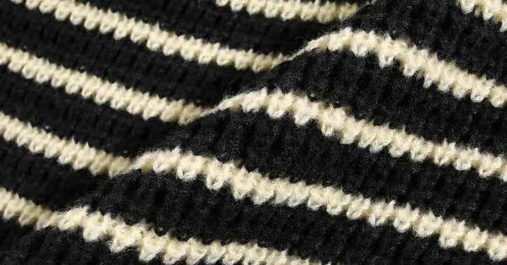 Chic Striped Spliced Knitwear Hooded Sweater