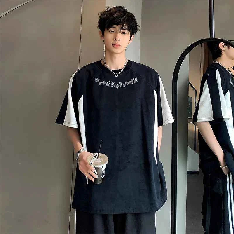 Colorful Contrast Short Sleeve Summer T-Shirt