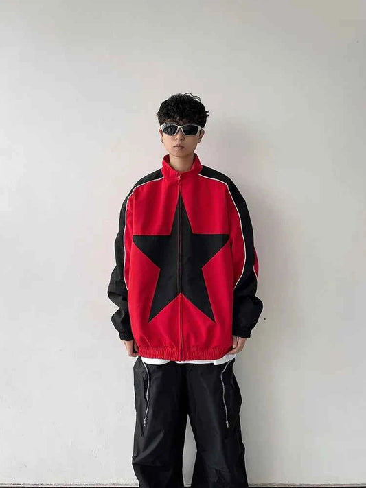 Retro Patchwork Star Varsity Jacket