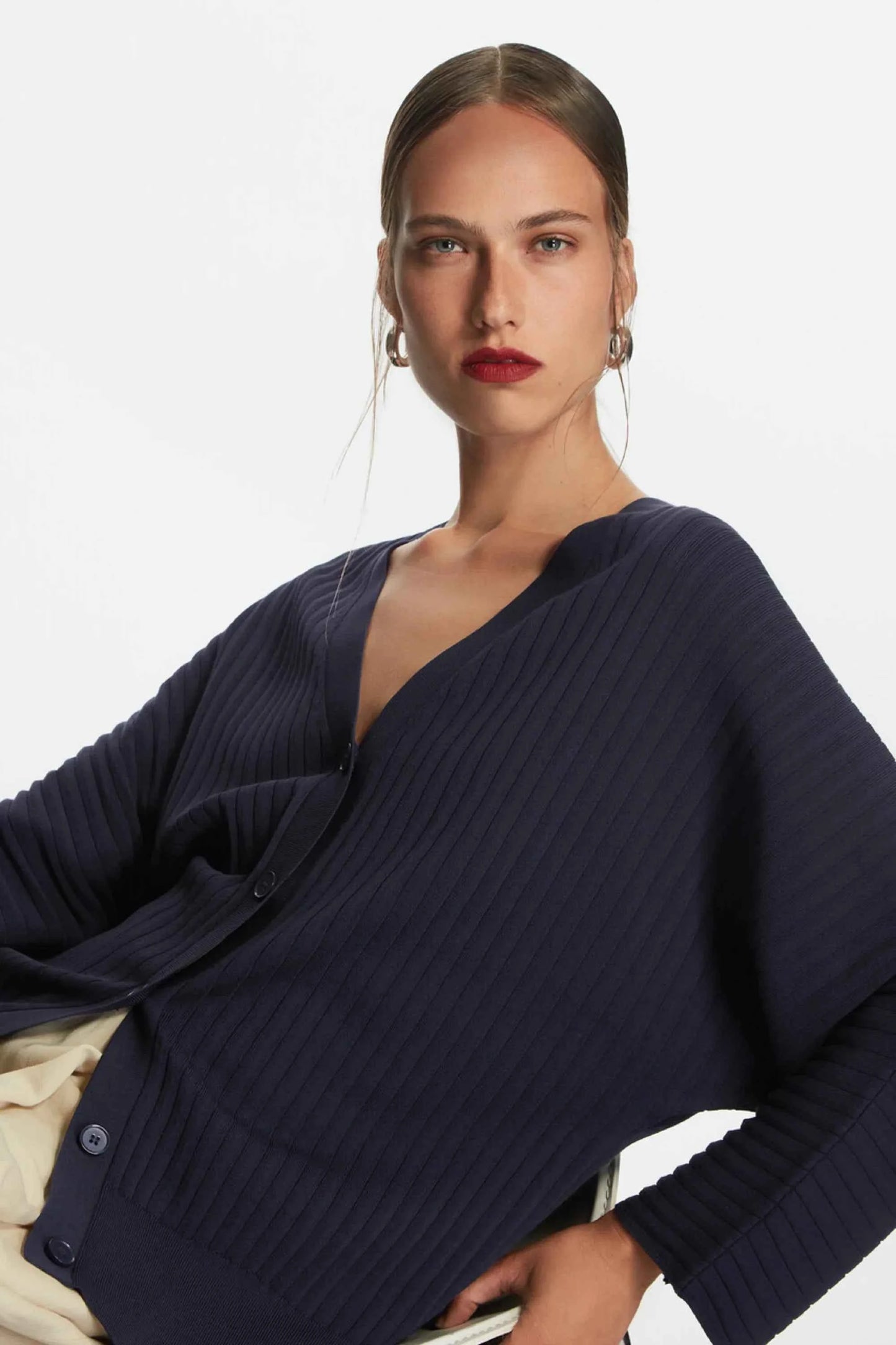 Vintage Ethereal Autumn Ribbed Long Sleeves Cardigan