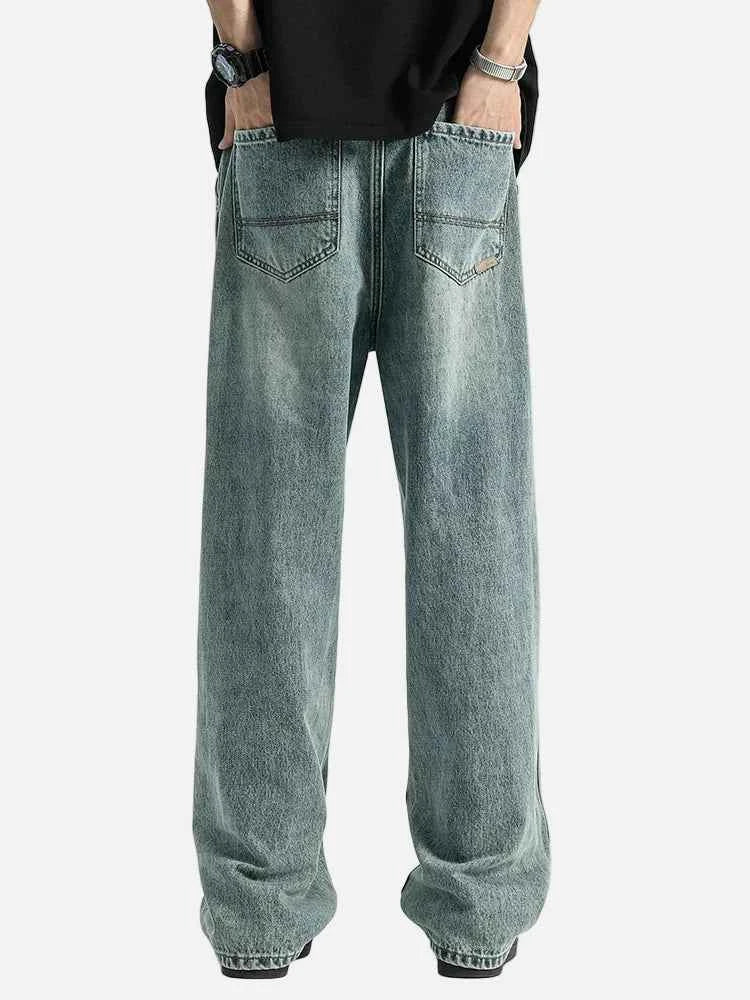Soft Loose Fit Cotton Denim Straight Leg Jeans
