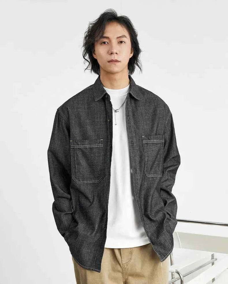 Men's Retro Casual American Denim Long Shirt
