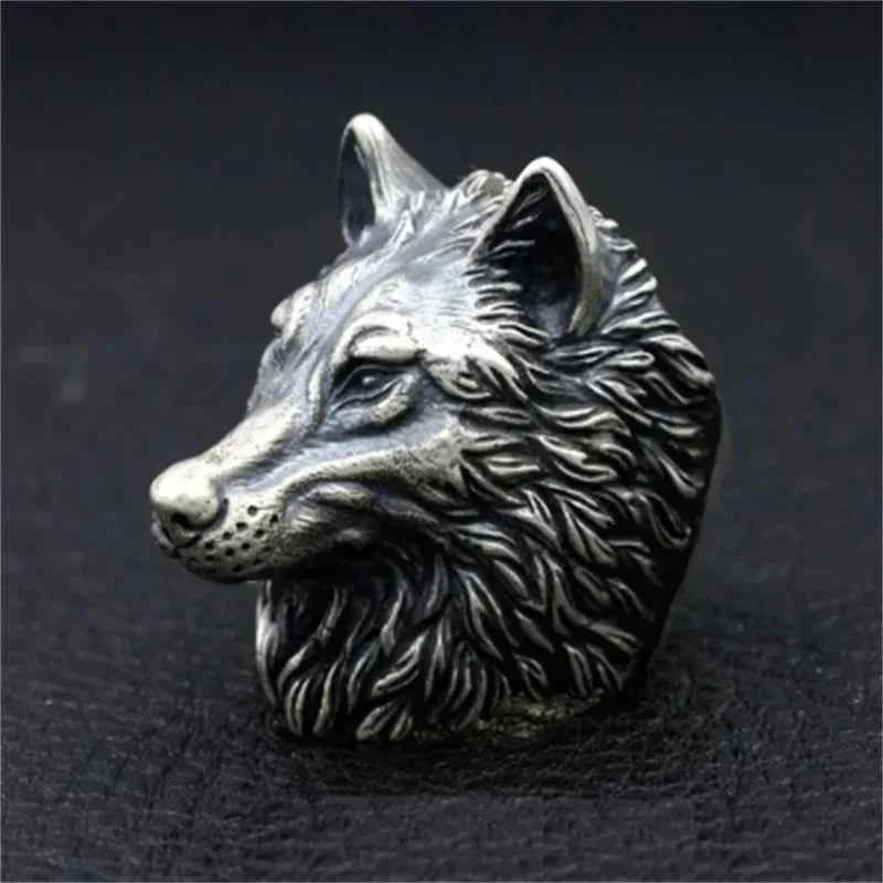 Retro Punk Style Wolf Head Ring