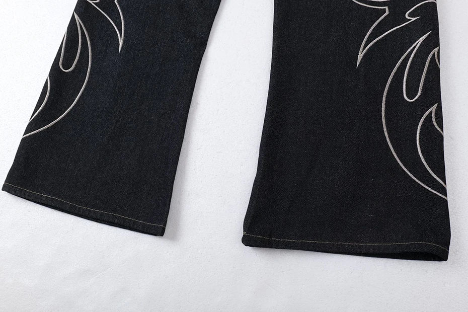Embroidery 'Arch' Baggy Jeans
