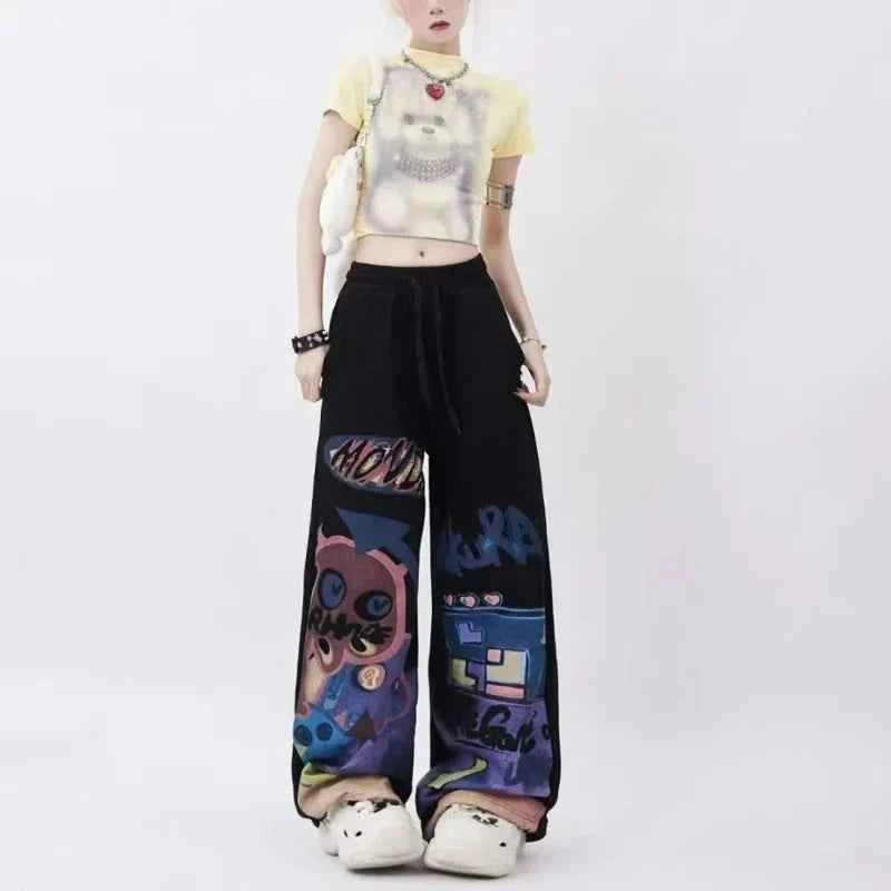 Trendy Hip Hop Graffiti Print Sweatpants