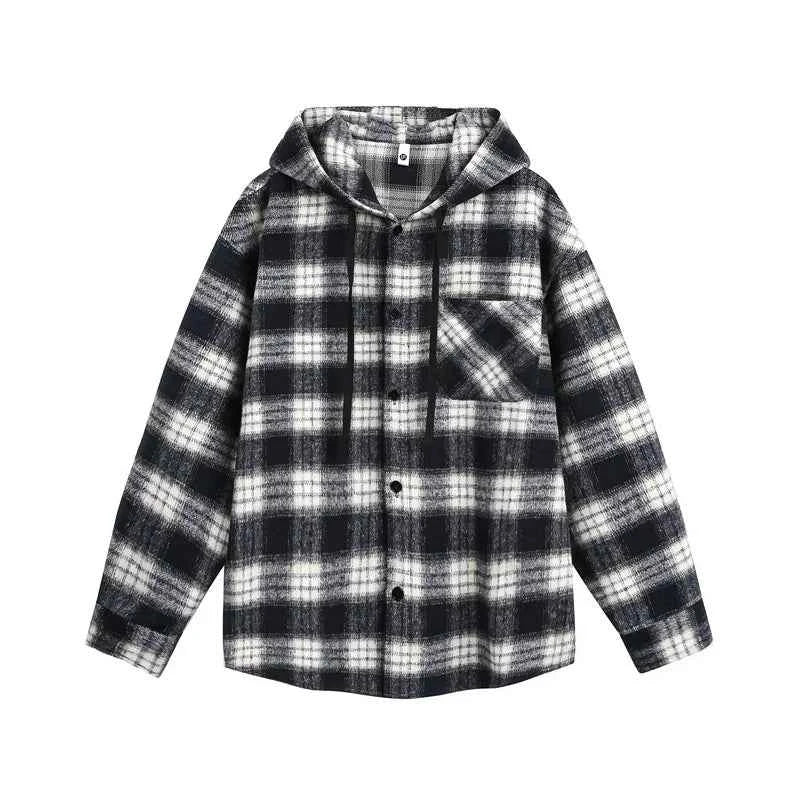 Signature Plaid Thick Casual Hooded Vintage Shirt