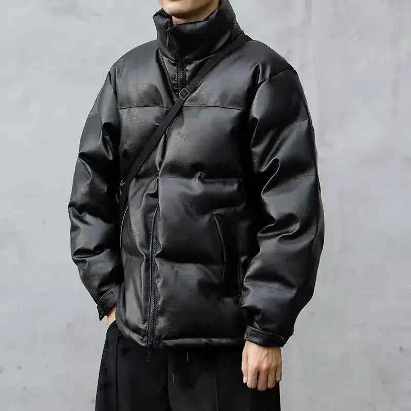 Men Black Winter Parka Padded Casual Jacket