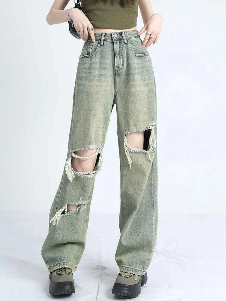 Y2K Streetwear Vintage American Style High Waist Jeans
