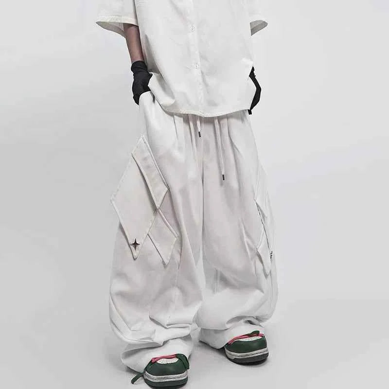 Distressed Detail Elastic Waist Cargo Pants
