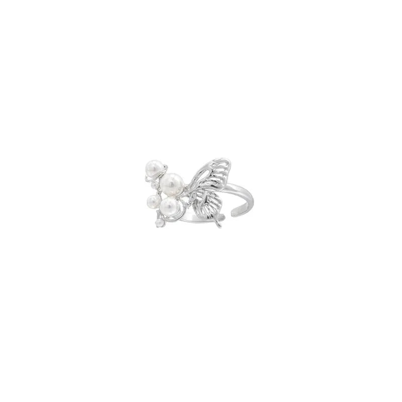 Elegant Butterfly Pearl Adjustable Ring - Luxuryurbanwear