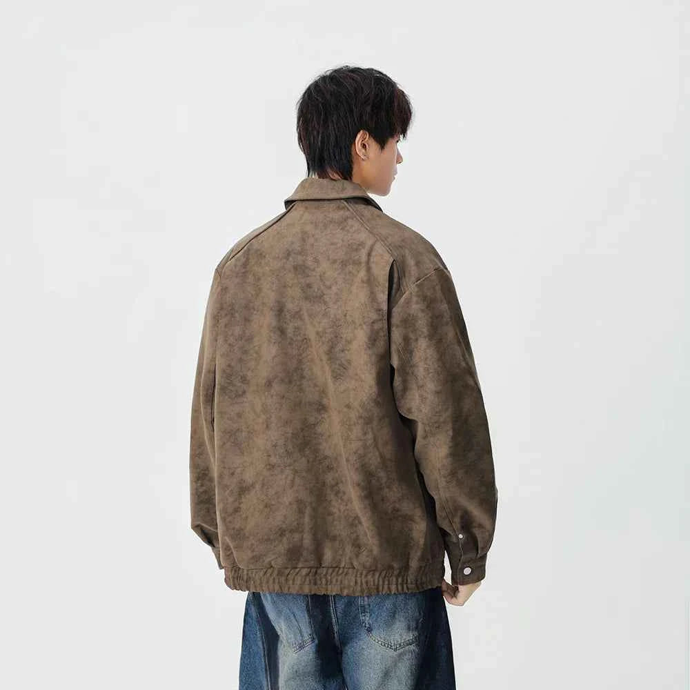 Winter Stylish Distressed Button-Up Leather Jacket