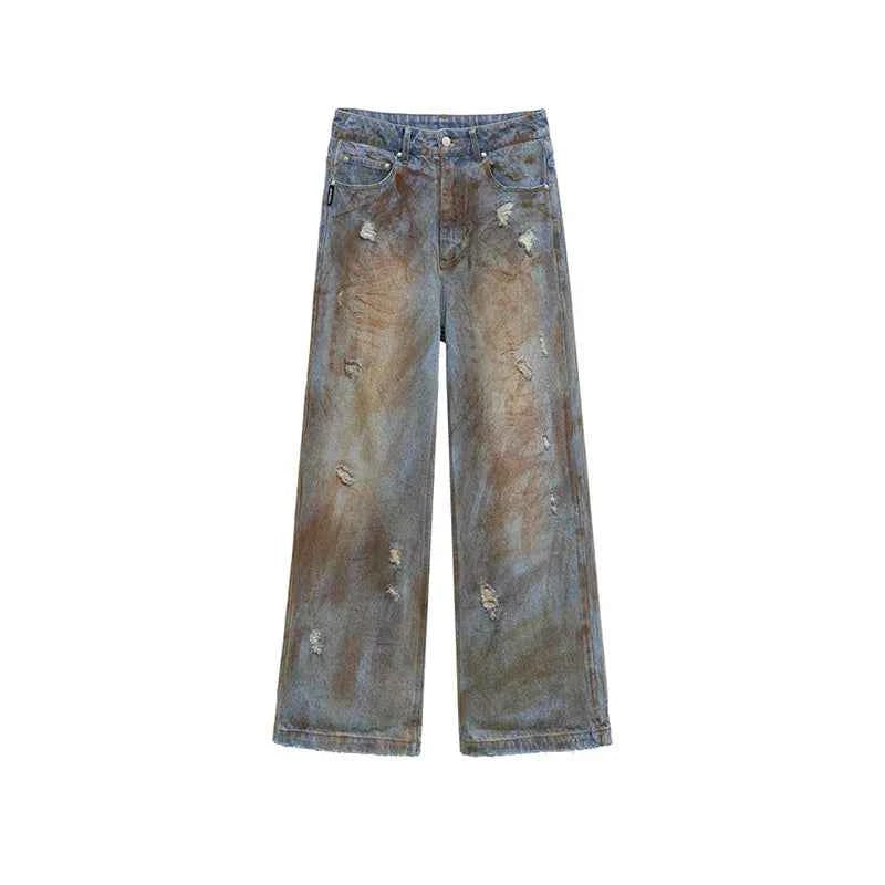 Flexible Streetwear American Style Hip Hop Rusty Jeans