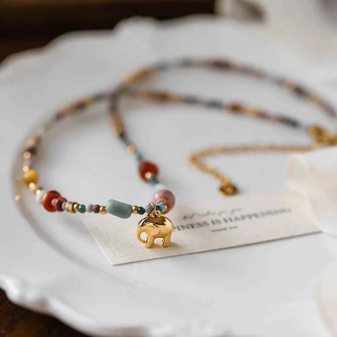 Elegant French Retro Stone Bead Necklace