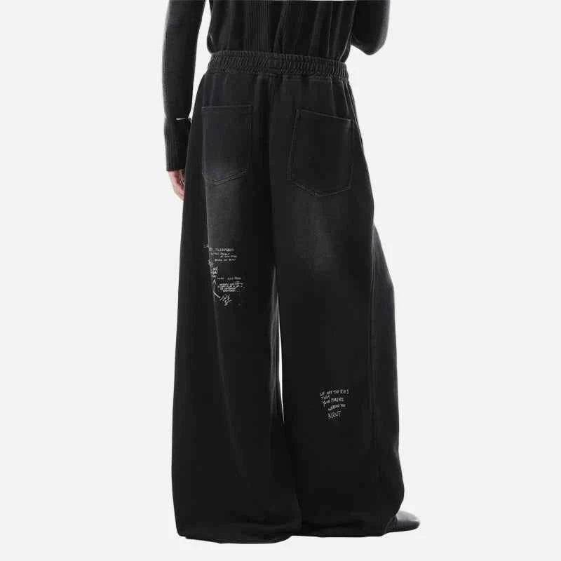 Vintage Washed Faded Design Letter Print Sweatpants