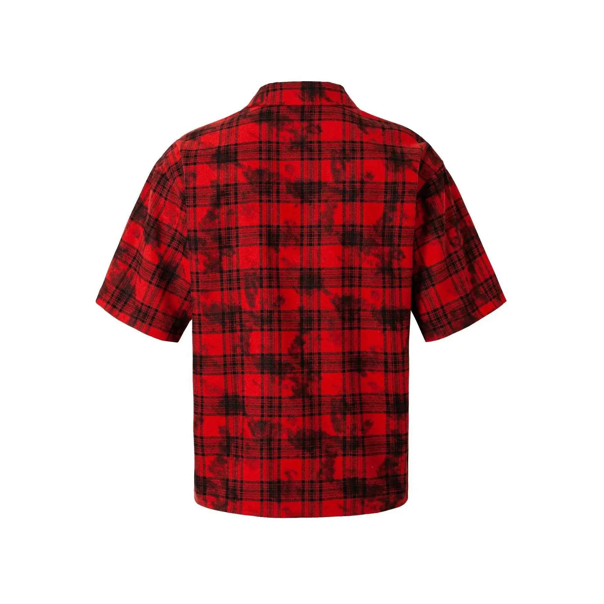 Durable Gothing Plaid Short Sleeve Red Casual Shirt