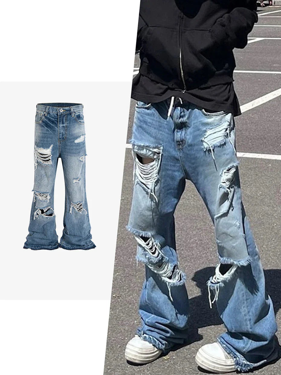 Distressed KP26 Baggy Flared Jeans
