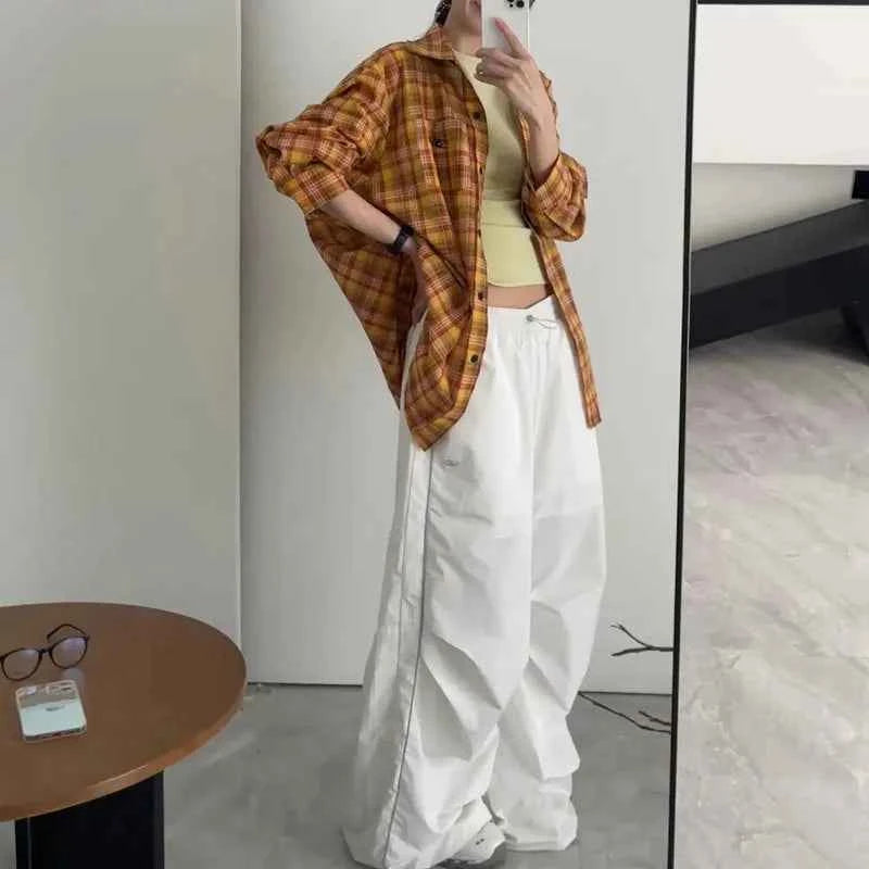 Women Vintage White Striped Summer Baggy Sweatpants