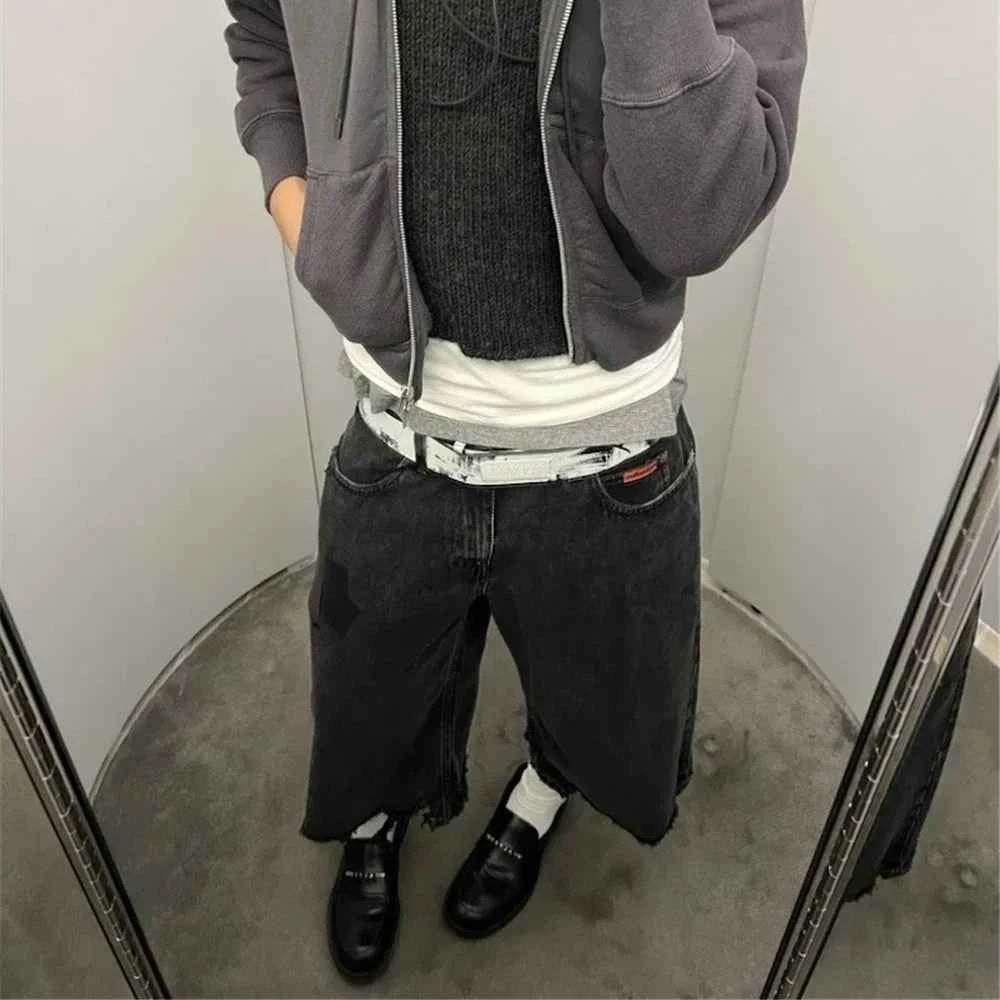 Summer Streetwear Oversized Distressed Denim Short