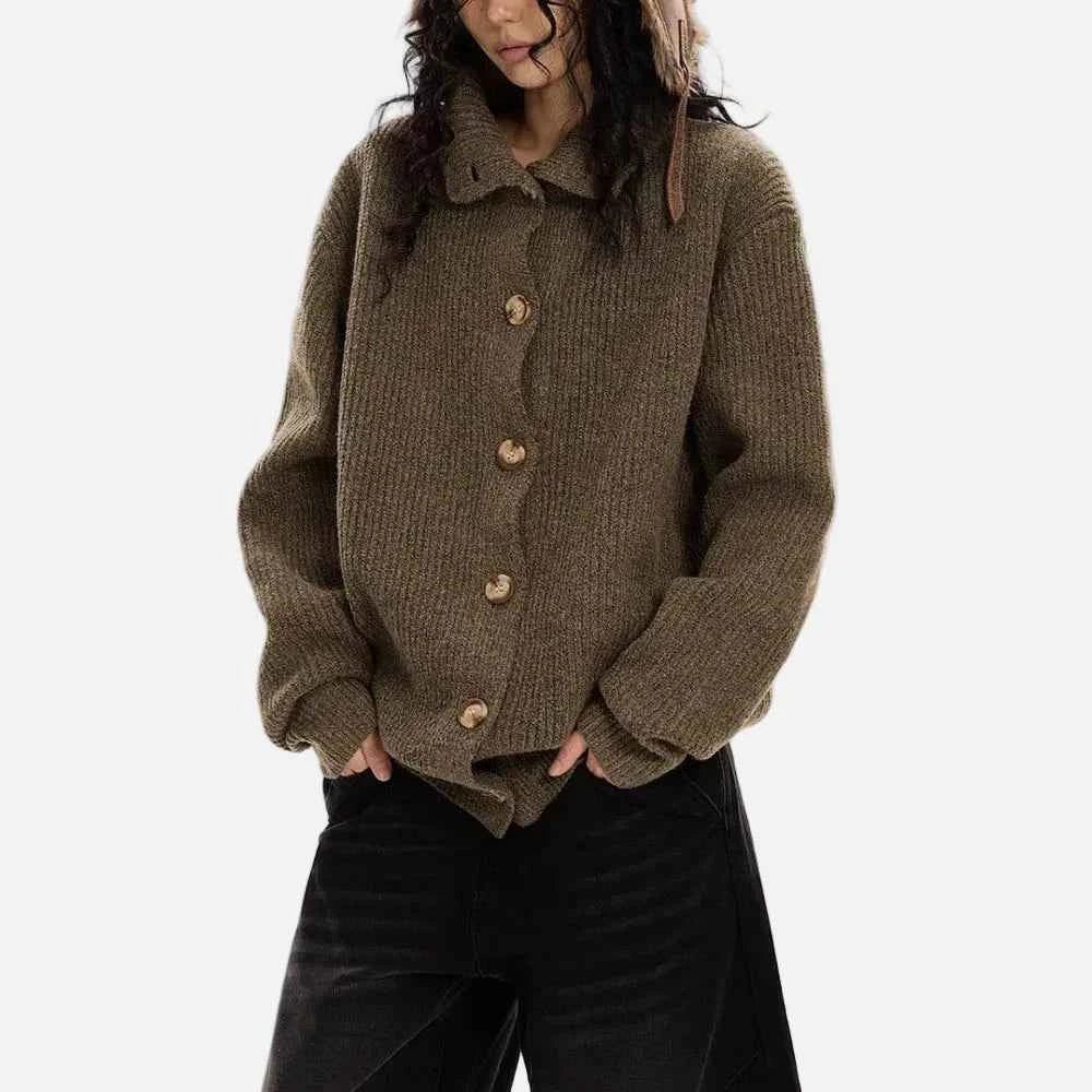 Unique Loose Knitted Long Sleeve Cardigan