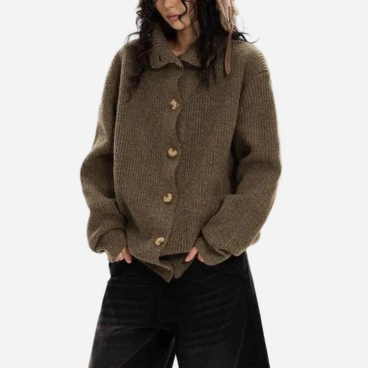 Unique Loose Knitted Long Sleeve Cardigan