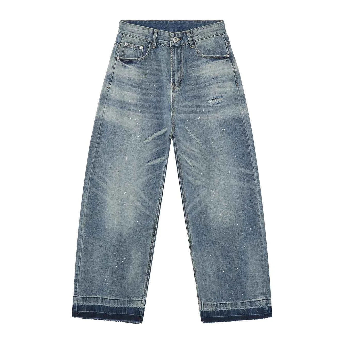 White Cat Whisker Washed Straight Jeans