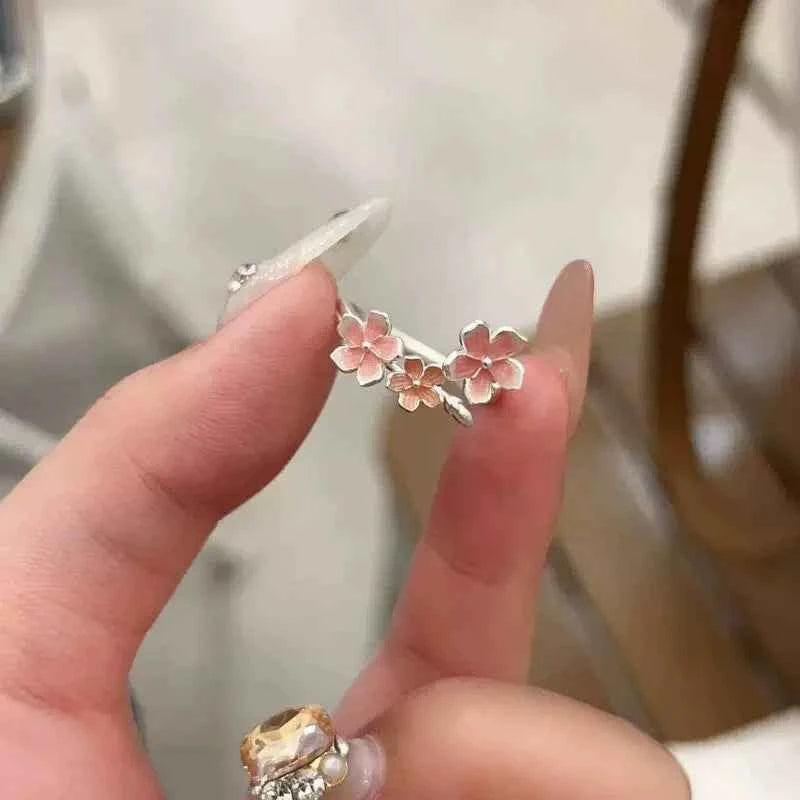 Sweet Gradient Flowers Cuff Finger Ring