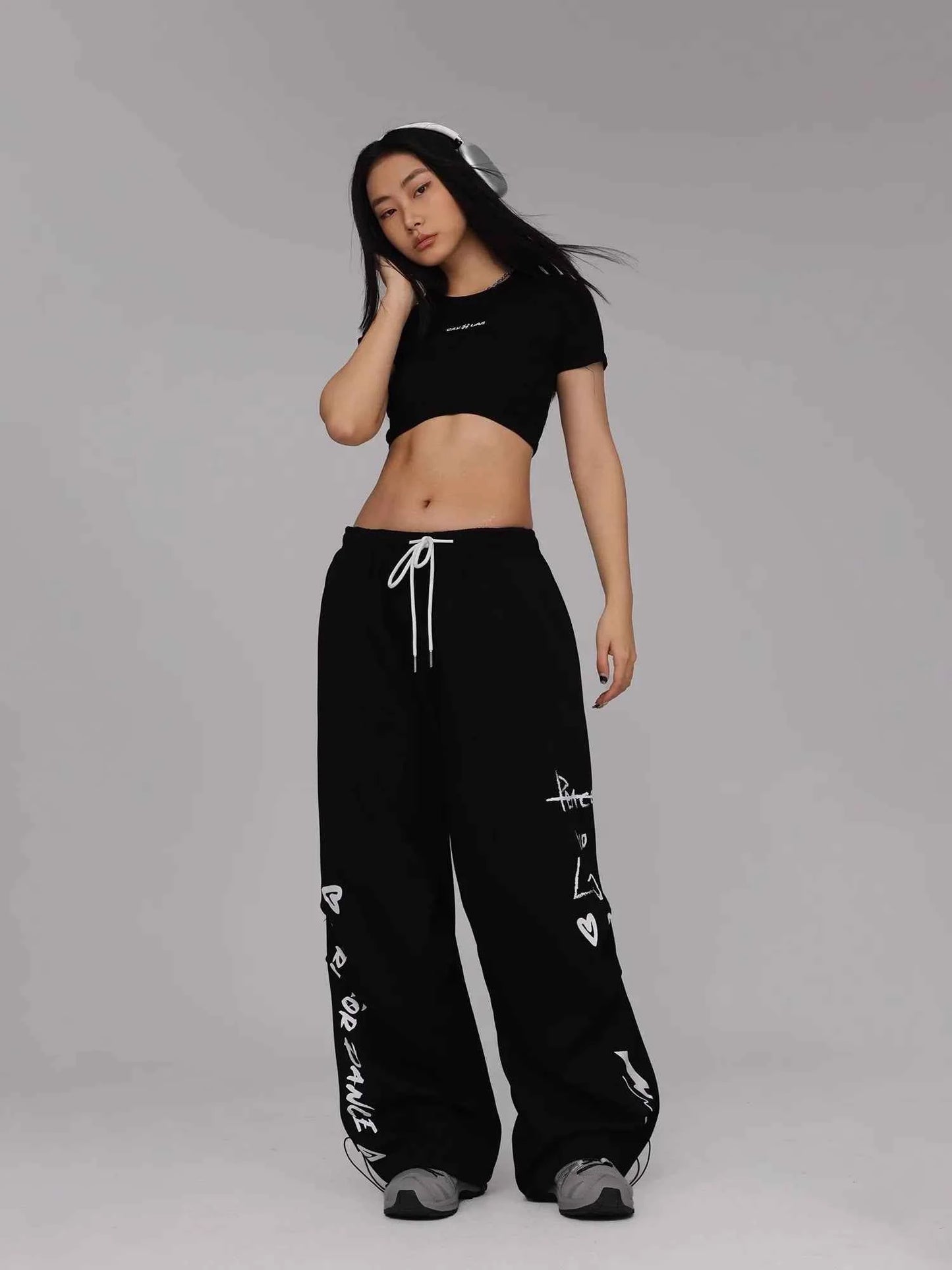 Graffiti Black Dance Casual Sweatpants