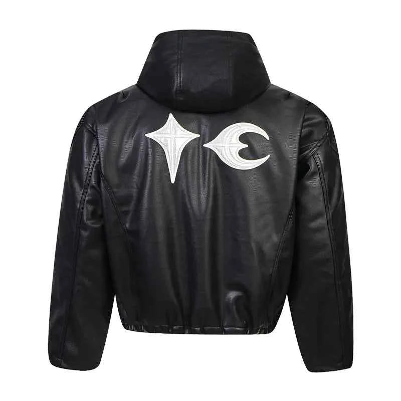 Heavyweight Motorcycle Leather Hooded Jacket
