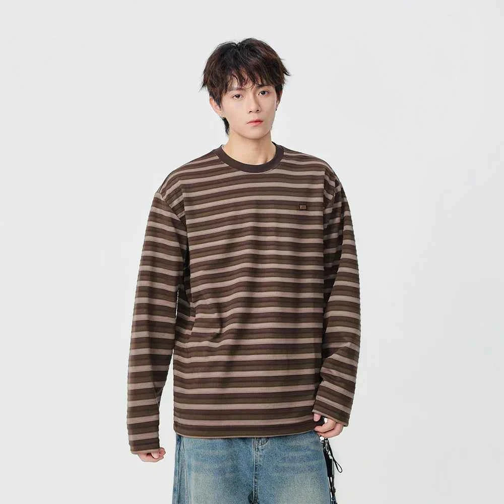 Insulated Casual Striped Long Sleeve T-Shirt