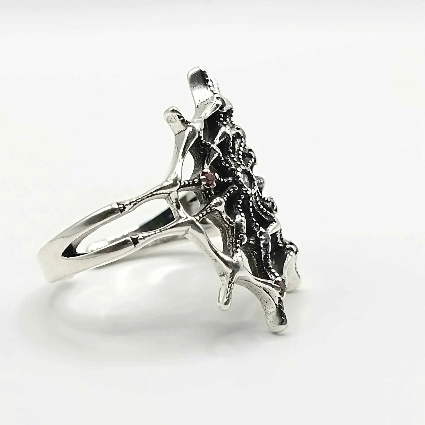 Adjustable Spider Web Geometric Ring