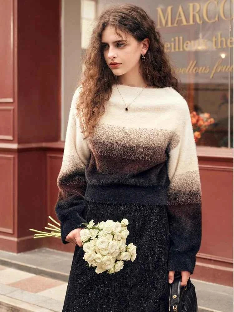 Soft Cozy Knitted Slash Neck Sweater