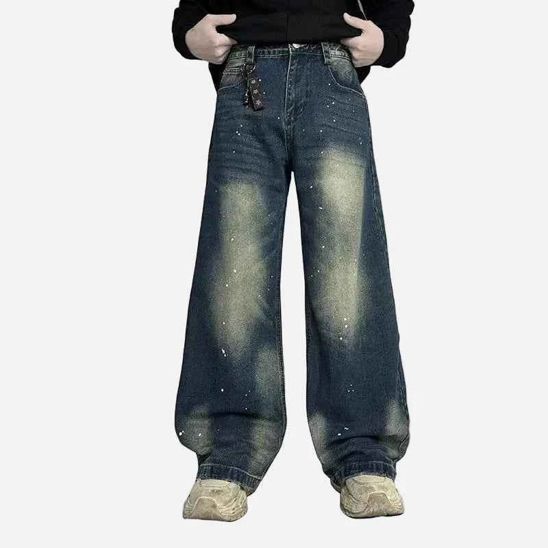 Ink Splashed Distressed Washed Jeans