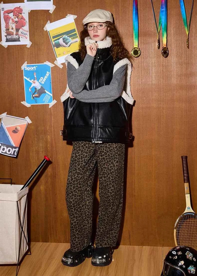 Y2K Leopard Print High Waist Slimming Jeans