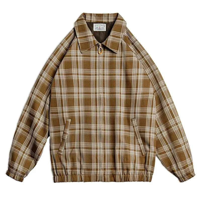 Vintage Retro Plaid Khaki Autumn Jacket