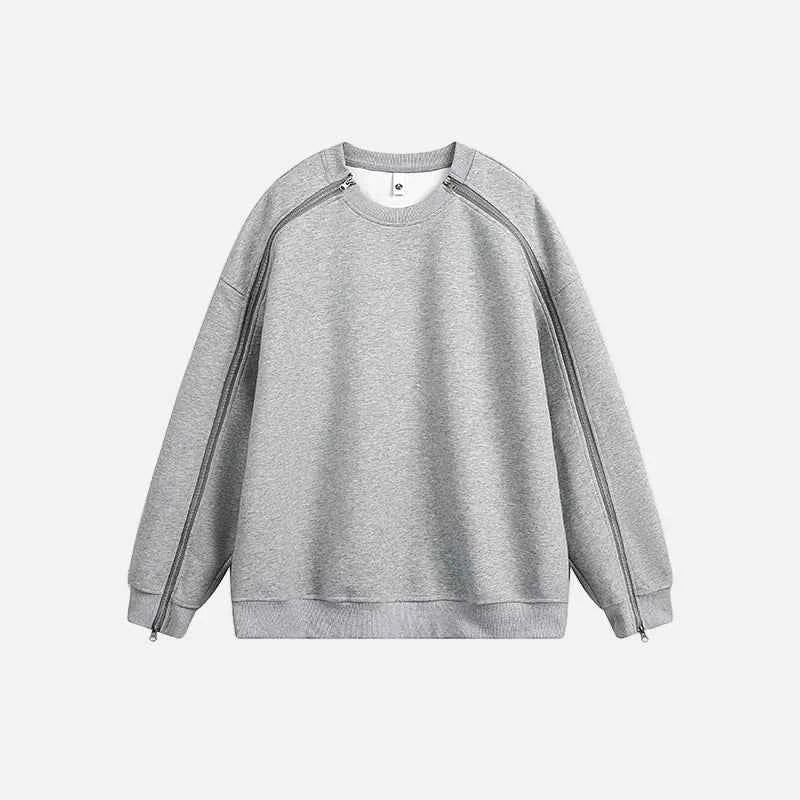Plush Retro High Street Zipper Sweatshirt