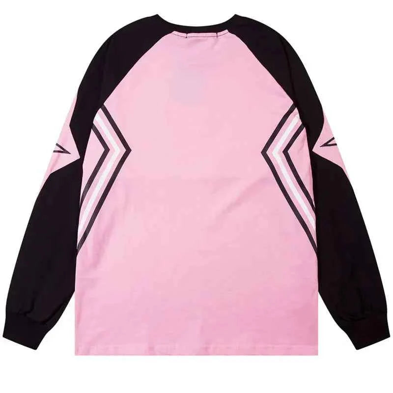 Y2K Oversize Patchwork Long Sleeve Cotton T-Shirt