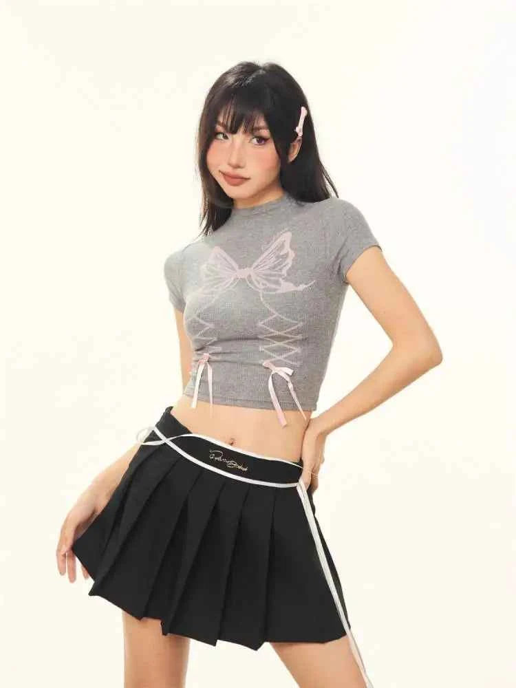 Vintage Bow Short Sleeve Crop T-Shirt