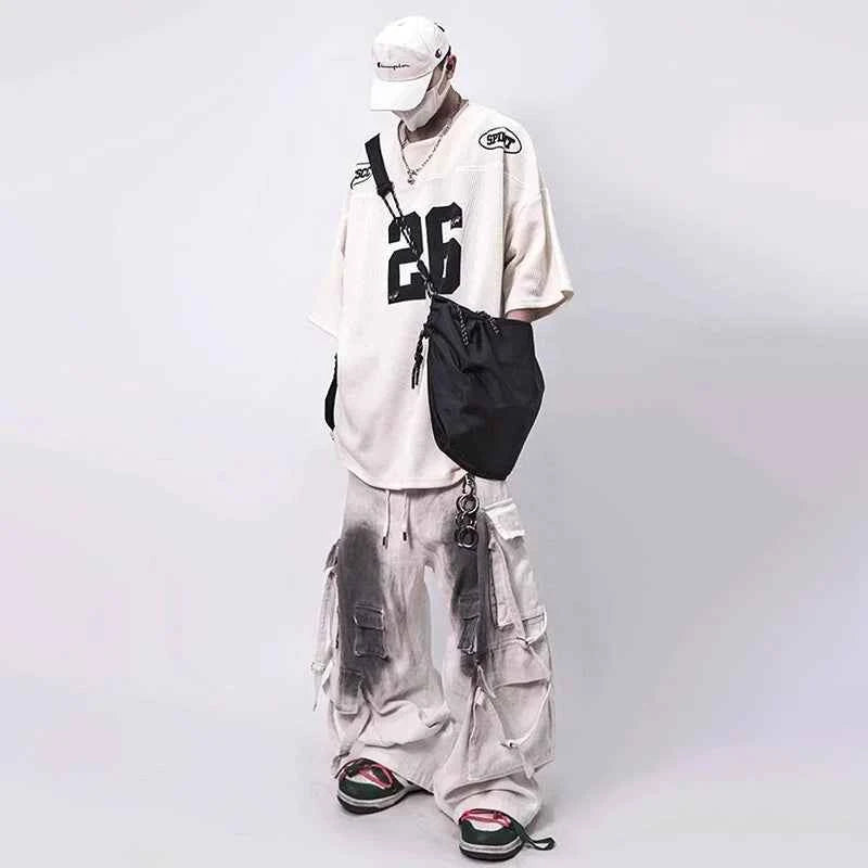 Trendy Loose Multi-Pocket Sleek Lines Jeans