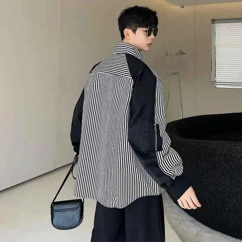 Men Stylish Color Block Long Sleeve Shirt