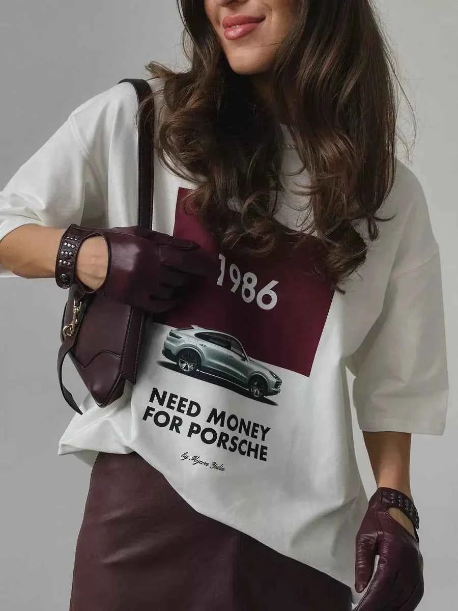Women Lazy Round Neck Western Style T-Shirt