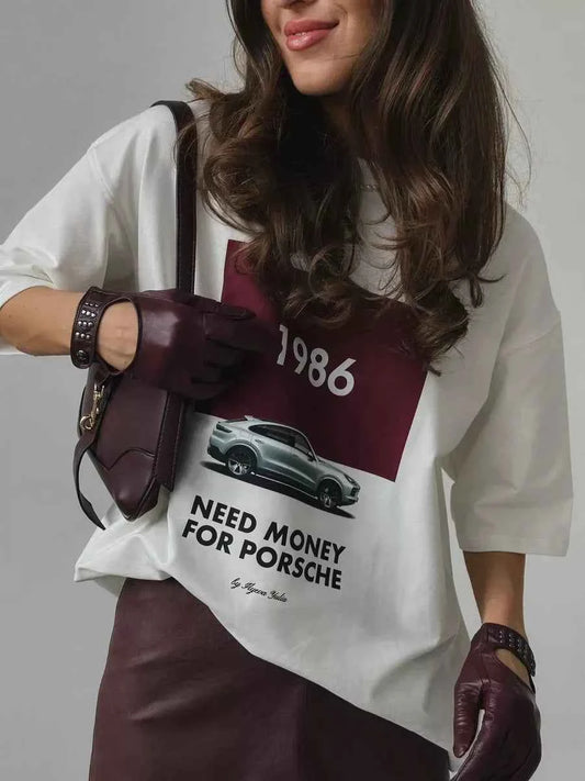 Women Lazy Round Neck Western Style T-Shirt