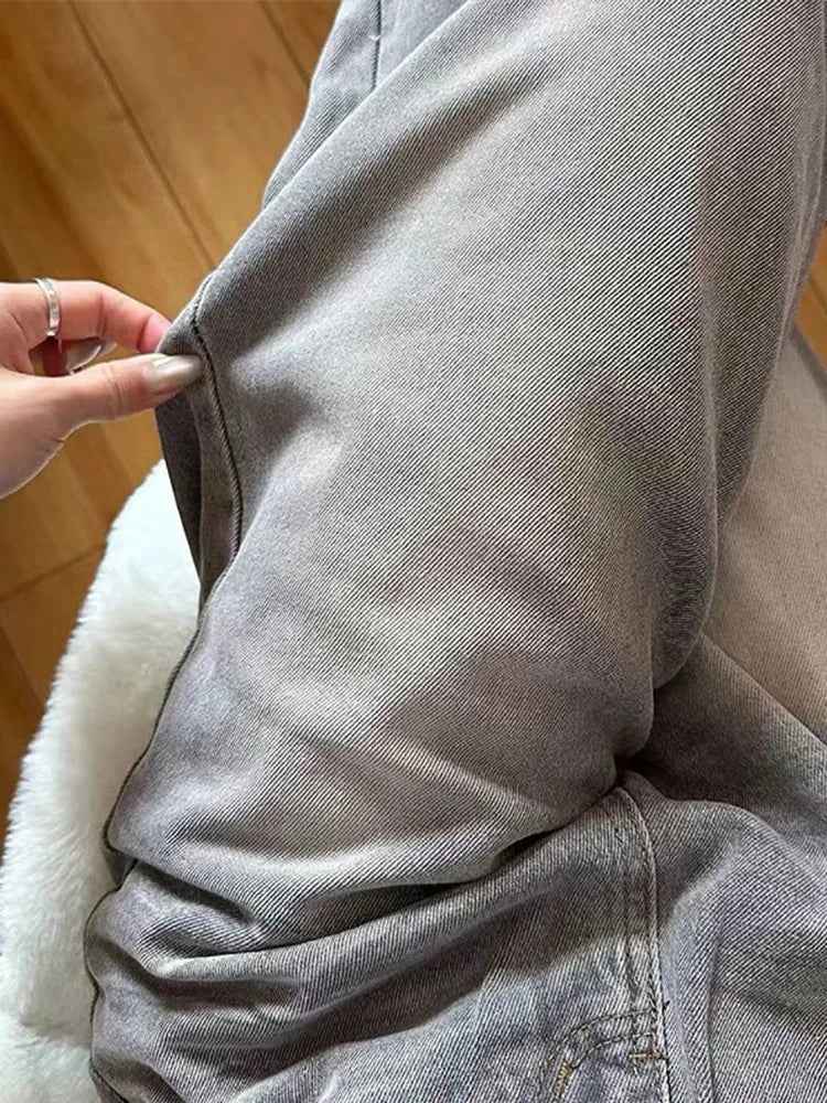 Streetwear Washed High Waist Wide Leg Jeans