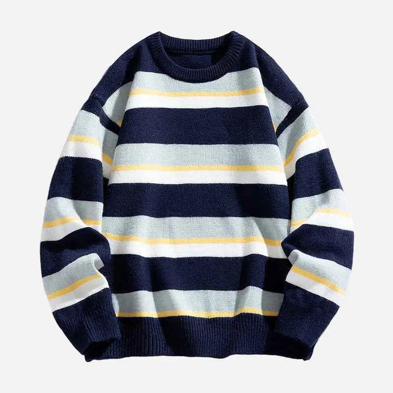 Winter Cozy Hip Hop Striped Knit Sweater