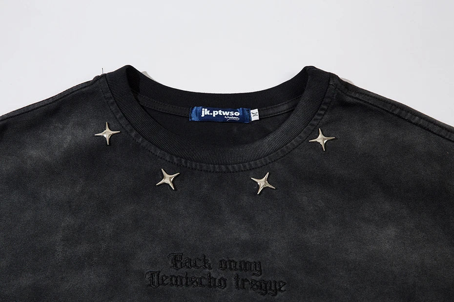 Tie-Die Metal Star Ripped T-Shirt