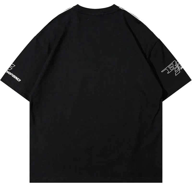 Cozy Oversized Racing Style Graphic Cotton T-Shirt