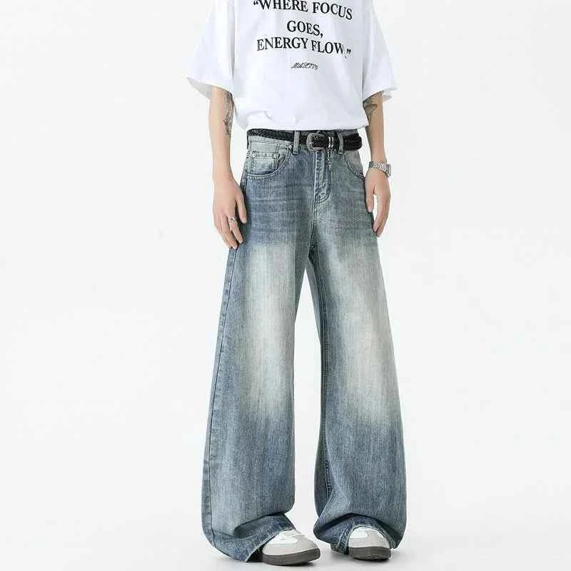 Durable Slightly Flared American Style Wide Leg Jeans