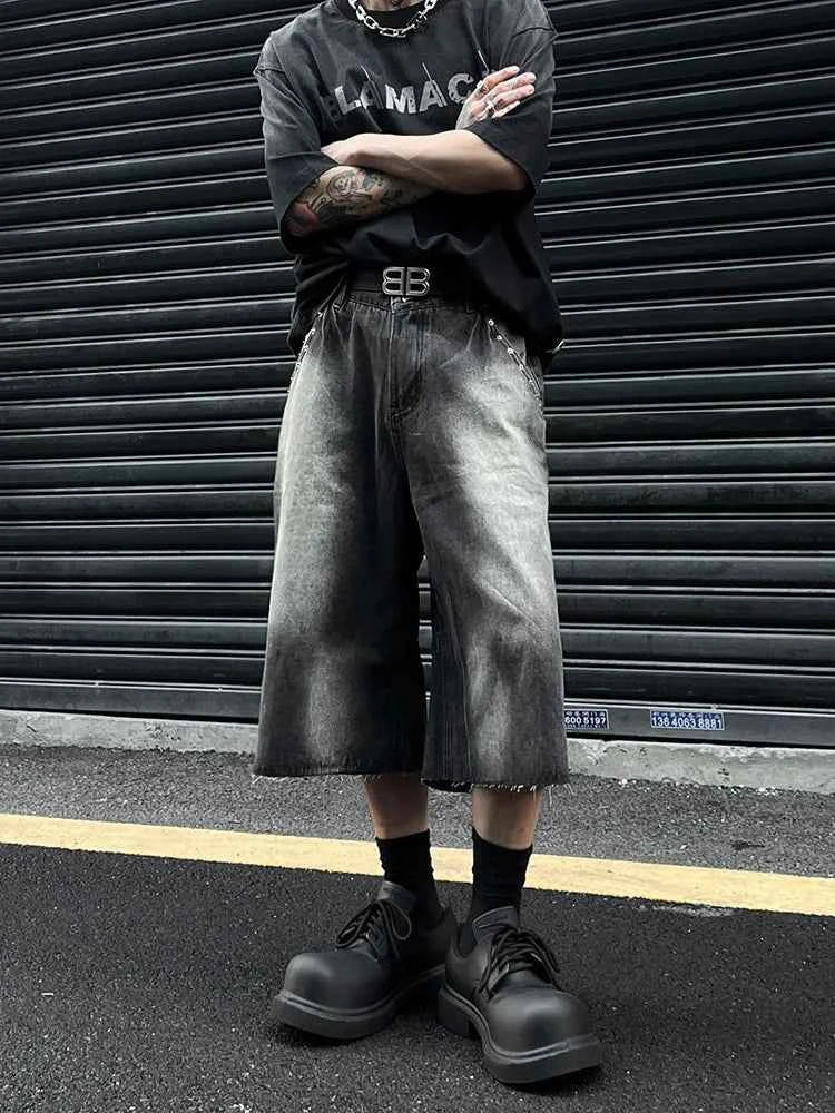 Gradient Rugged Look Washed Denim Jorts
